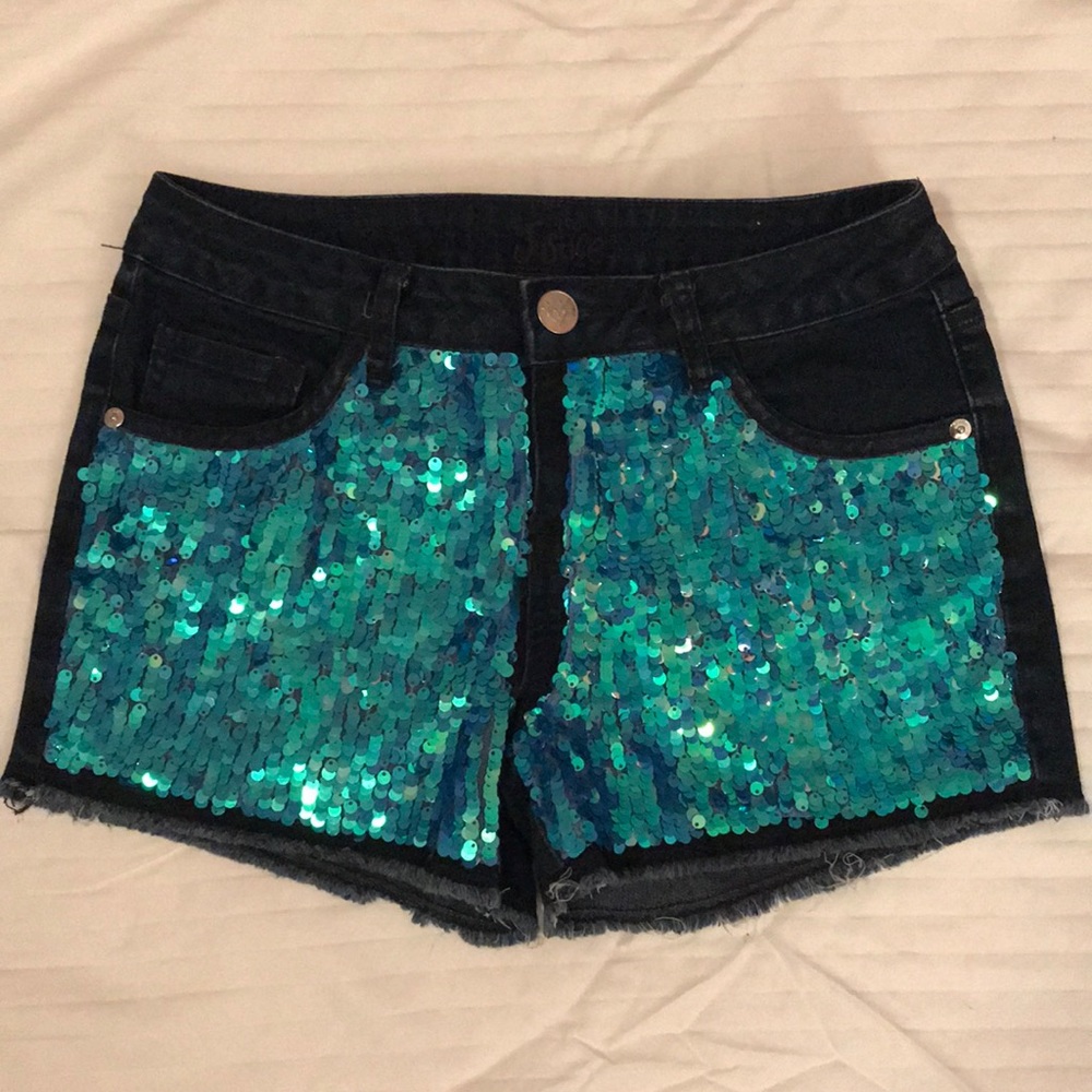 Girl’s Denim Sequin Shorts